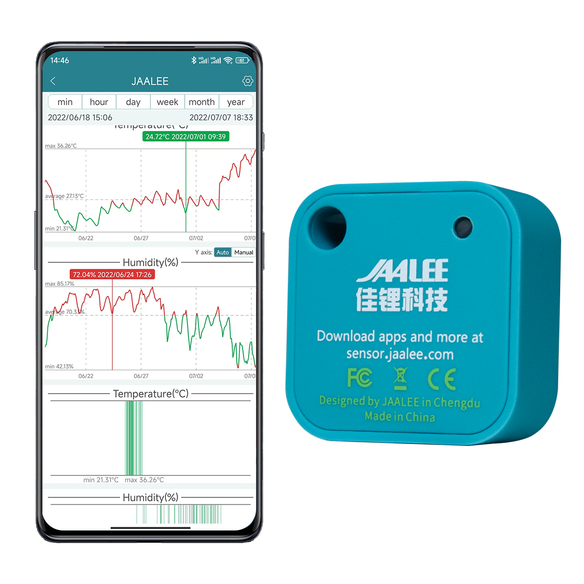 Digital Hygrometer Probe - Jaalee JHT Temperatura/Umidità/Punto de Orcío/Sensor VPD