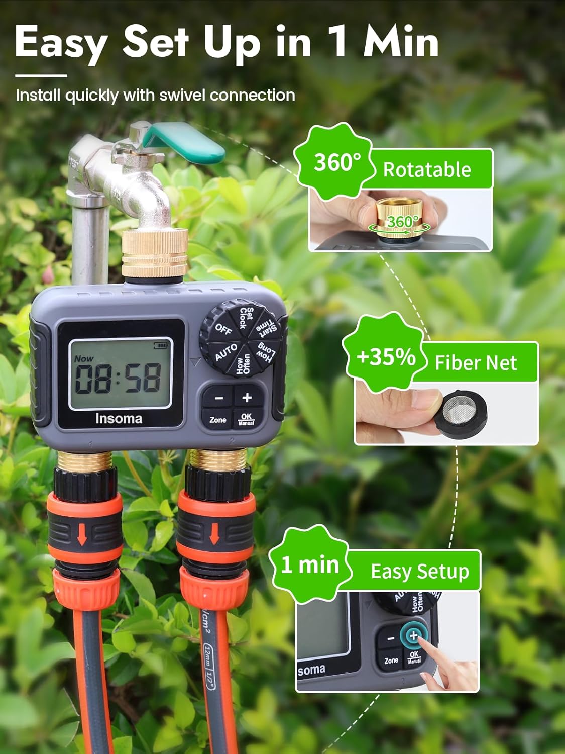 Sistema de riego inteligente I - Timer Dual Outlet reseña y precio
