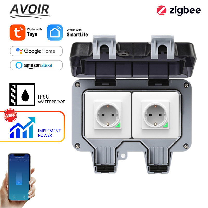Avoir Tuya Zigbee enchufes elé - Timer Dual Outlet reseña y precio